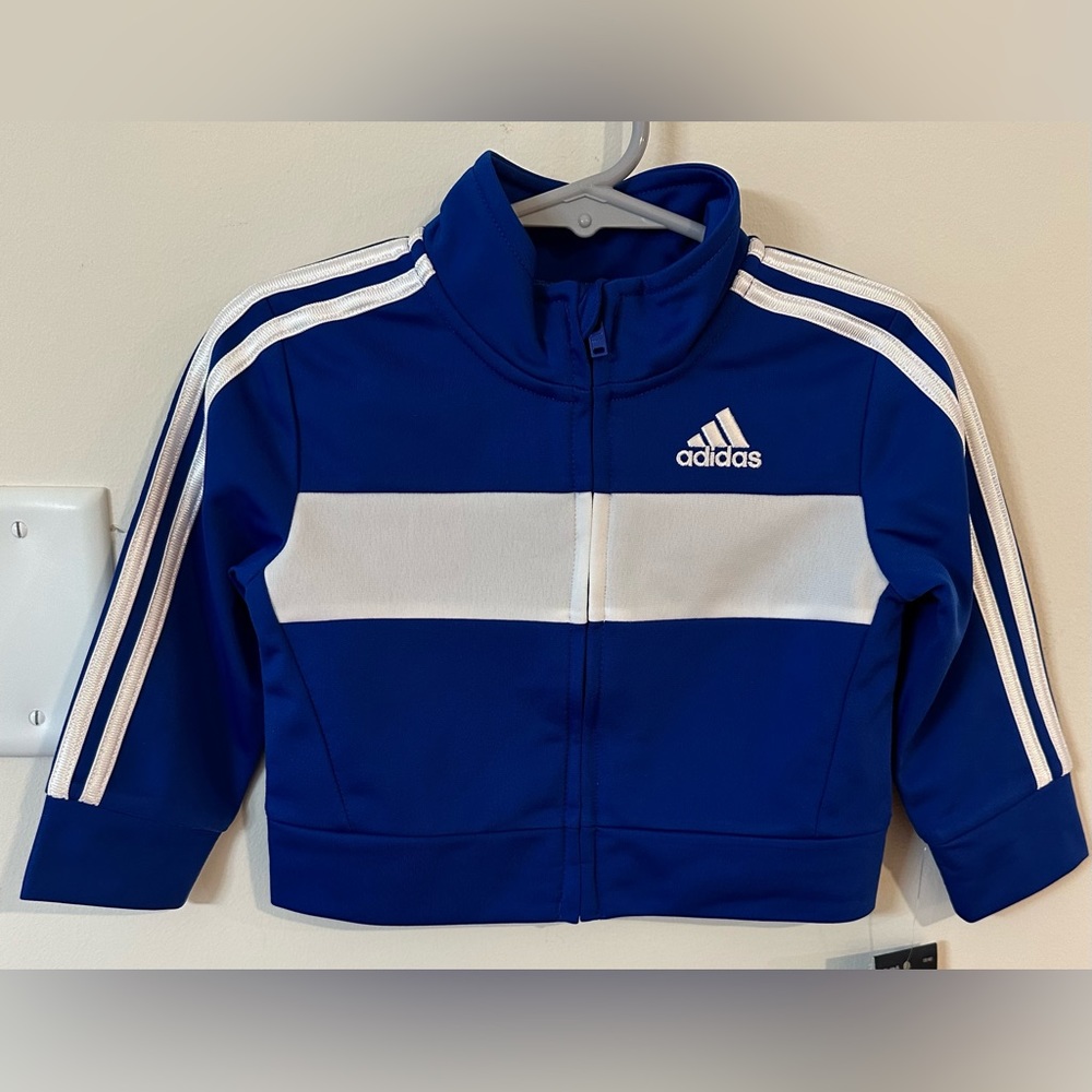 Adidas Baby Boy Blue and White Track Jacket NWT Size 9 Months